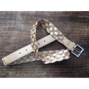 FREE W PURCHASE gold pleather woven belt